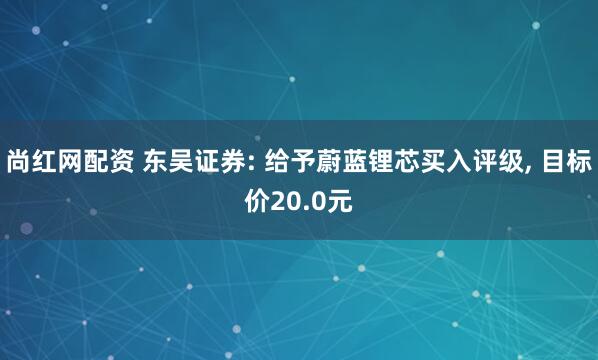 尚红网配资 东吴证券: 给予蔚蓝锂芯买入评级, 目标价20.0元